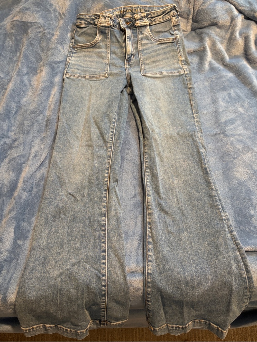 American Eagle Outfitters Light Blue High-Rise Flare Jeans